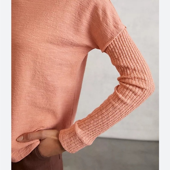 Anthropologie AMADI Sweater Francesca Mock Neck Peach - Picture 5 of 9